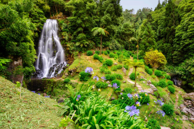 Waterfall in Ribeira dos Caldeiroes, Sao Miguel (Azores)